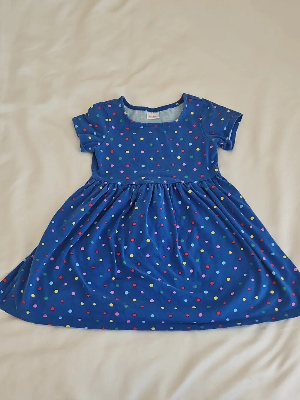 Hanna Andersson Short Sleeve Blue Polka Dot Dress Size 5T
